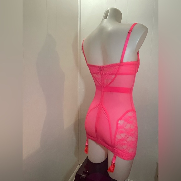 Neon Pink Very Sexy Victoria’s Secret Gartered Slipdress - Picture 10 of 11